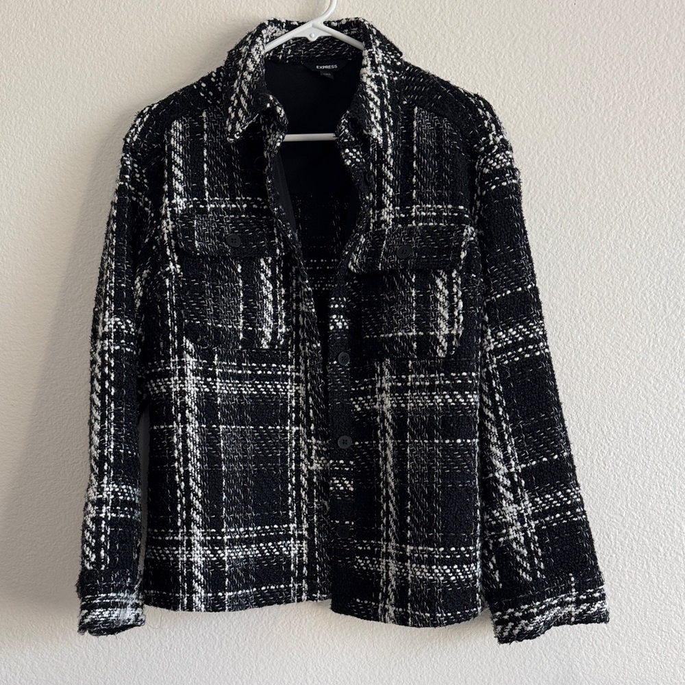 Express Black and White Tweed Blazer